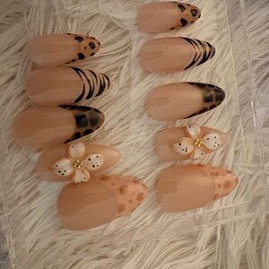 Leopard and Floral Press-On Nails